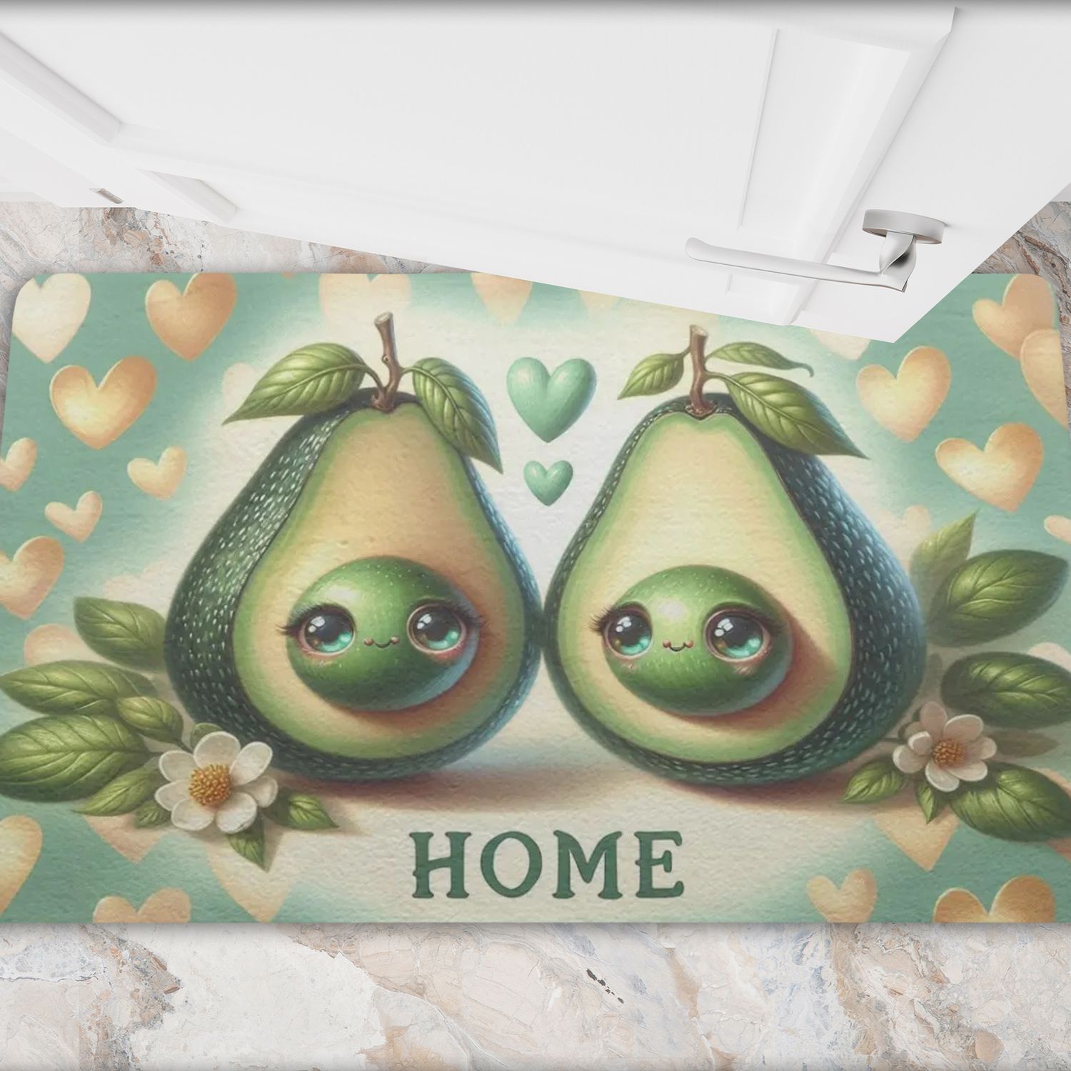 Sweet doormat &quot;Home&quot; with avocado and heart motif