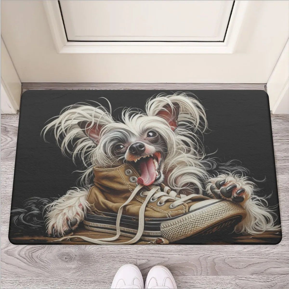 Funny Chinese Crested Dog Doormat