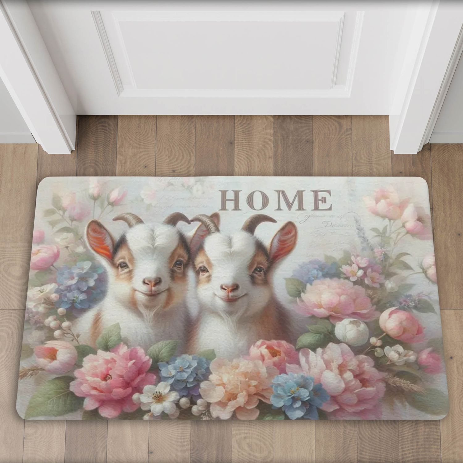 Country house style doormat &quot;Home&quot; with goat motif