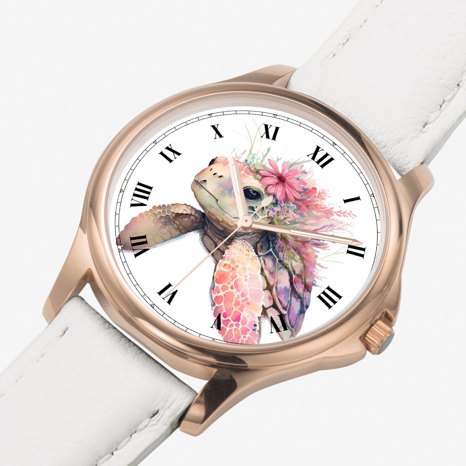 Turtle leather watch rose gold