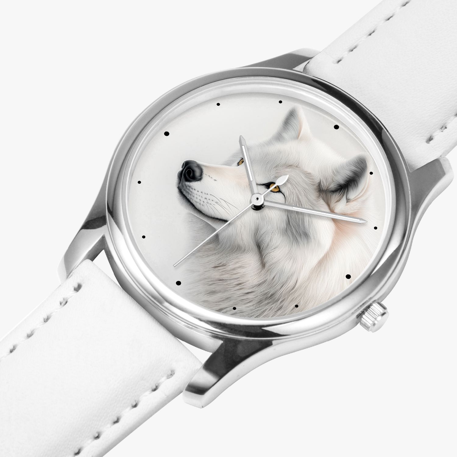 Modern Wolf Leather Watch Silver