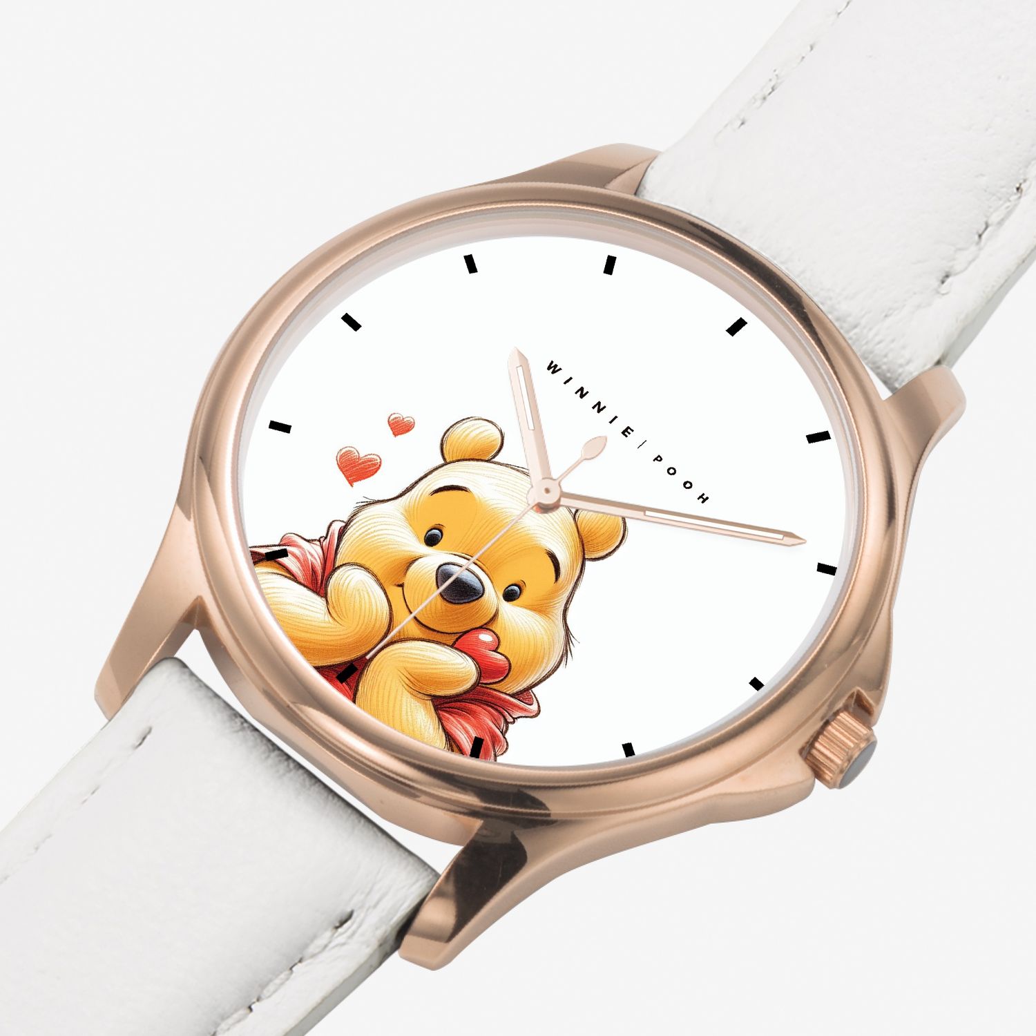 Winnie the Pooh leather wristwatch rose gold