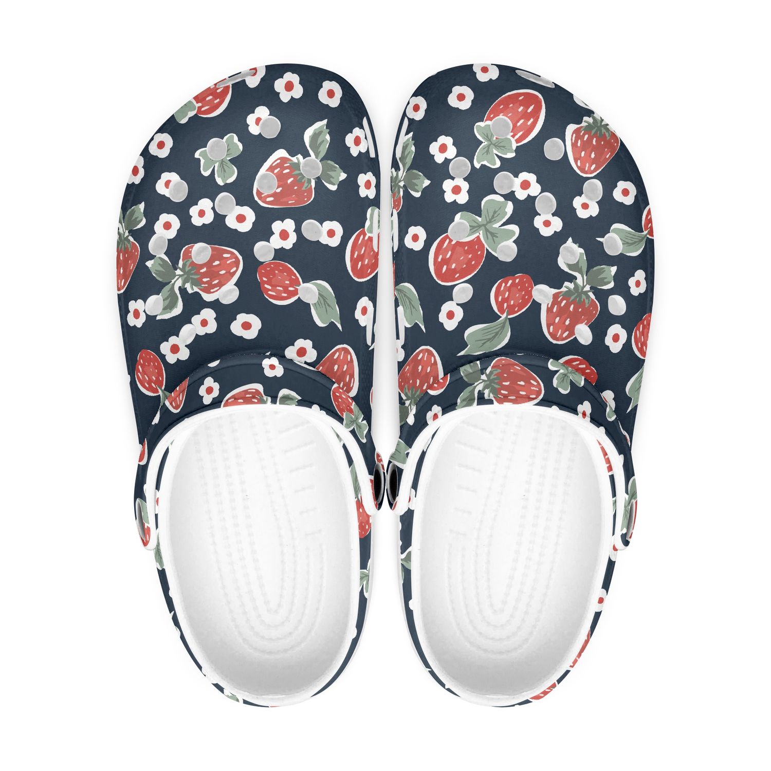Blue clogs - Red strawberries