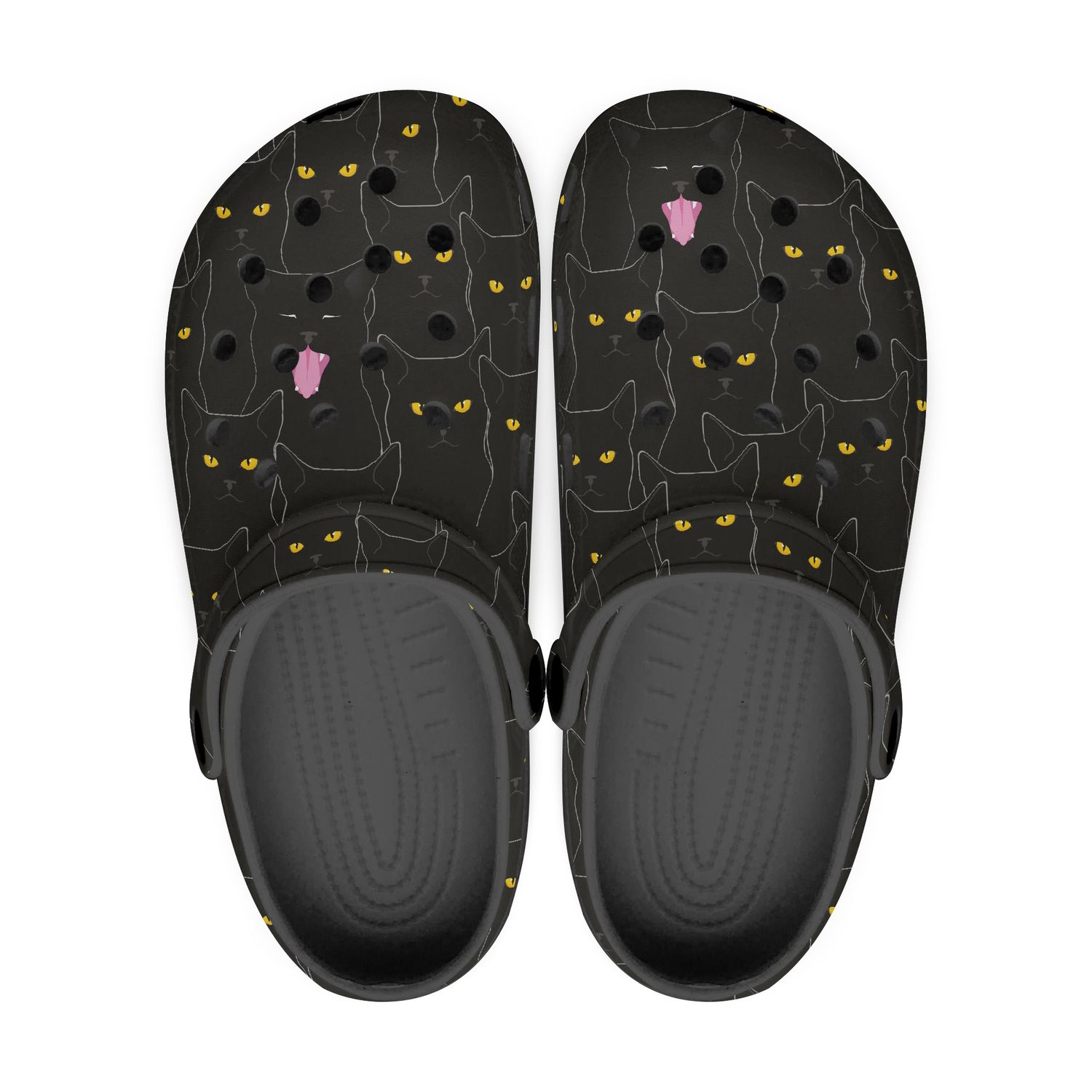 Black clogs - cartoon cats