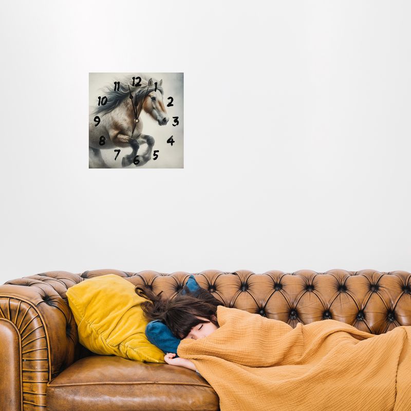 Wall clock square - charming horse design