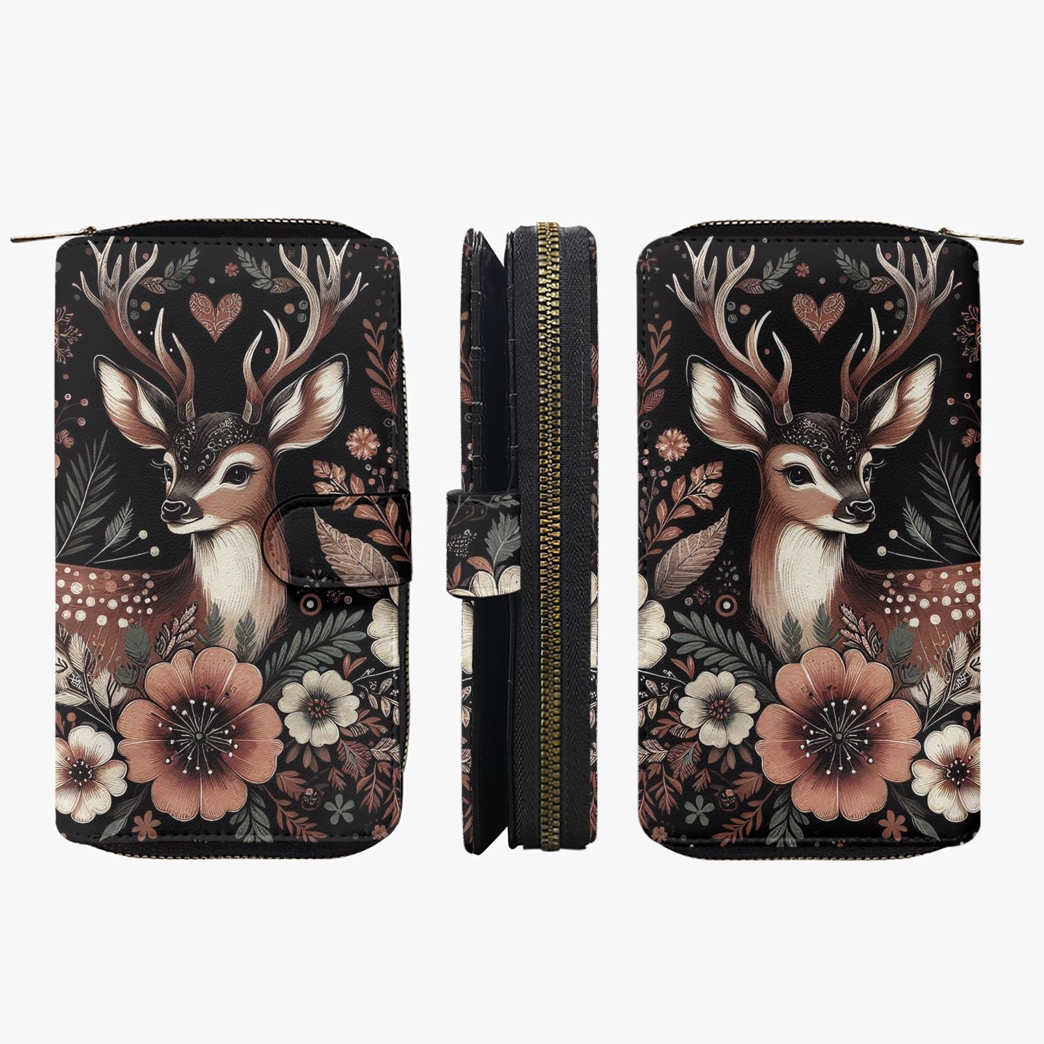Large wallet floral - deer
