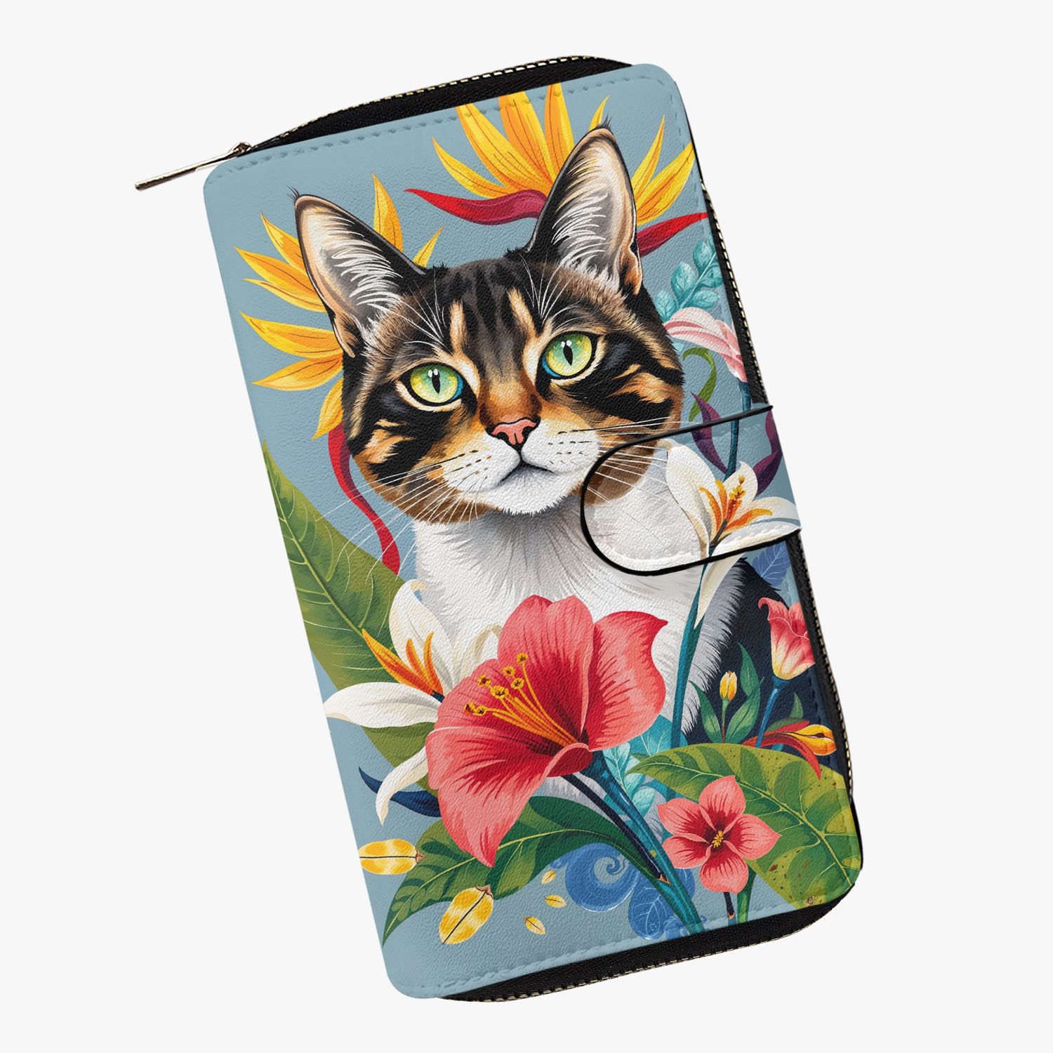 Large wallet floral - cat