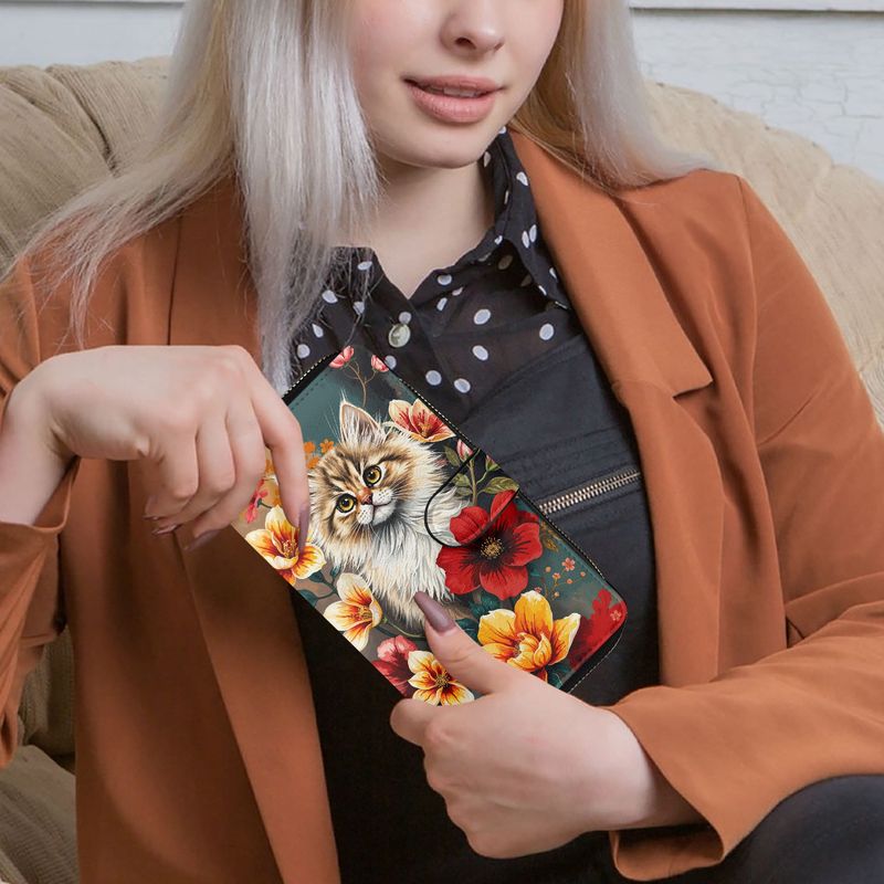 Large wallet floral - cat