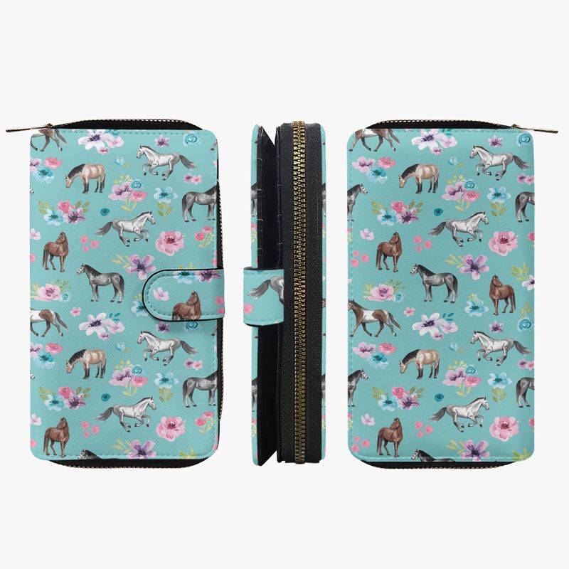 Large wallet turquoise - horses