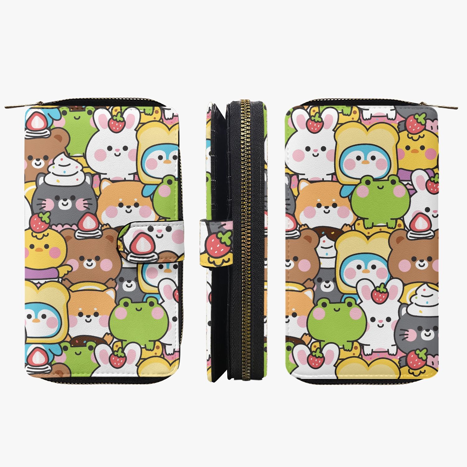 Large wallet Kawaii - frog, bunny, penguin