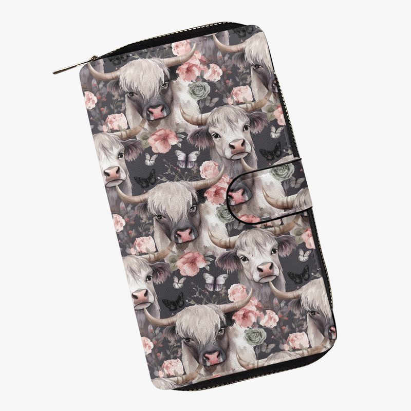 Large Gray Wallet - Highland Cow