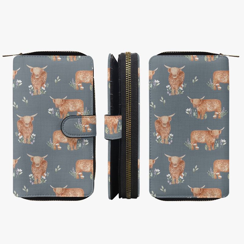 Large Blue Purse - Highland Cow