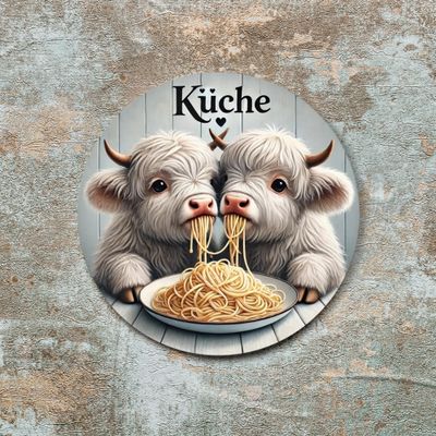 Holz-Türhänger &quot;Küche&quot; Highland Kühe - Pasta