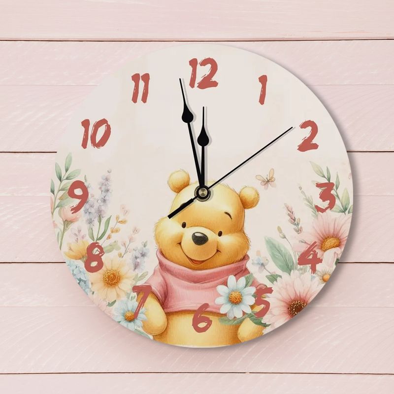 Pink wooden wall clock - Winnie the Pooh