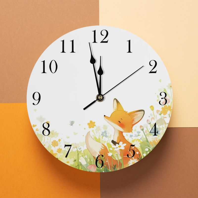Wooden Wall Clock - Cute Fox