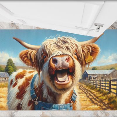 Leder-Bodenmatte Bauernhof - Highland Kuh