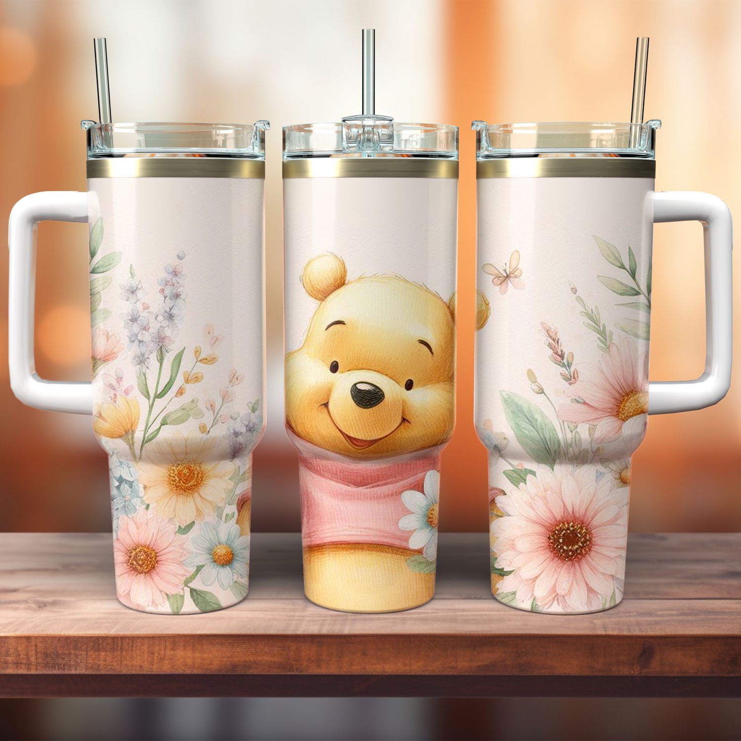 Tumbler with handle - ToGo - Soft pink Winnie the Pooh