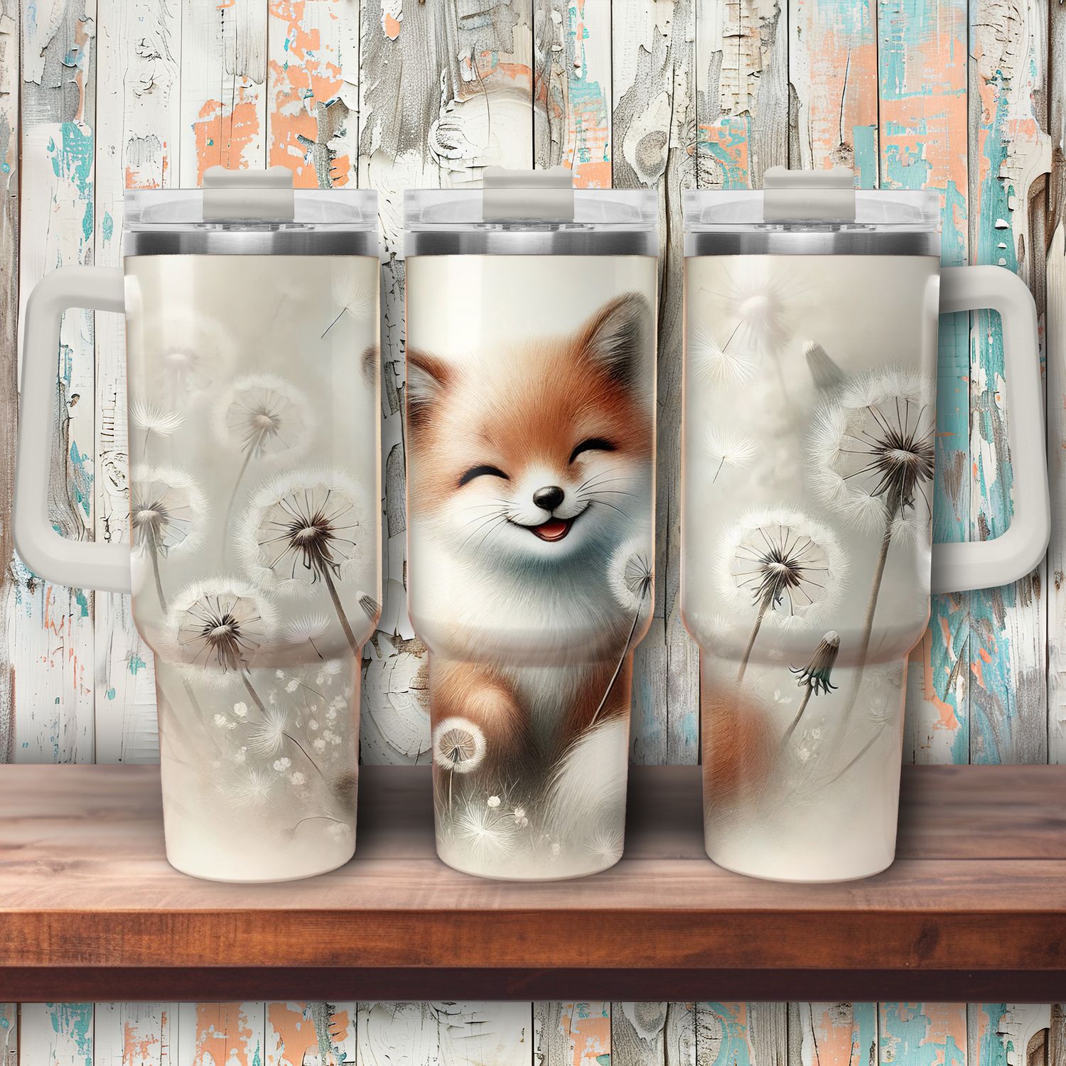 Tumbler with handle - ToGo - Fox - Dandelion