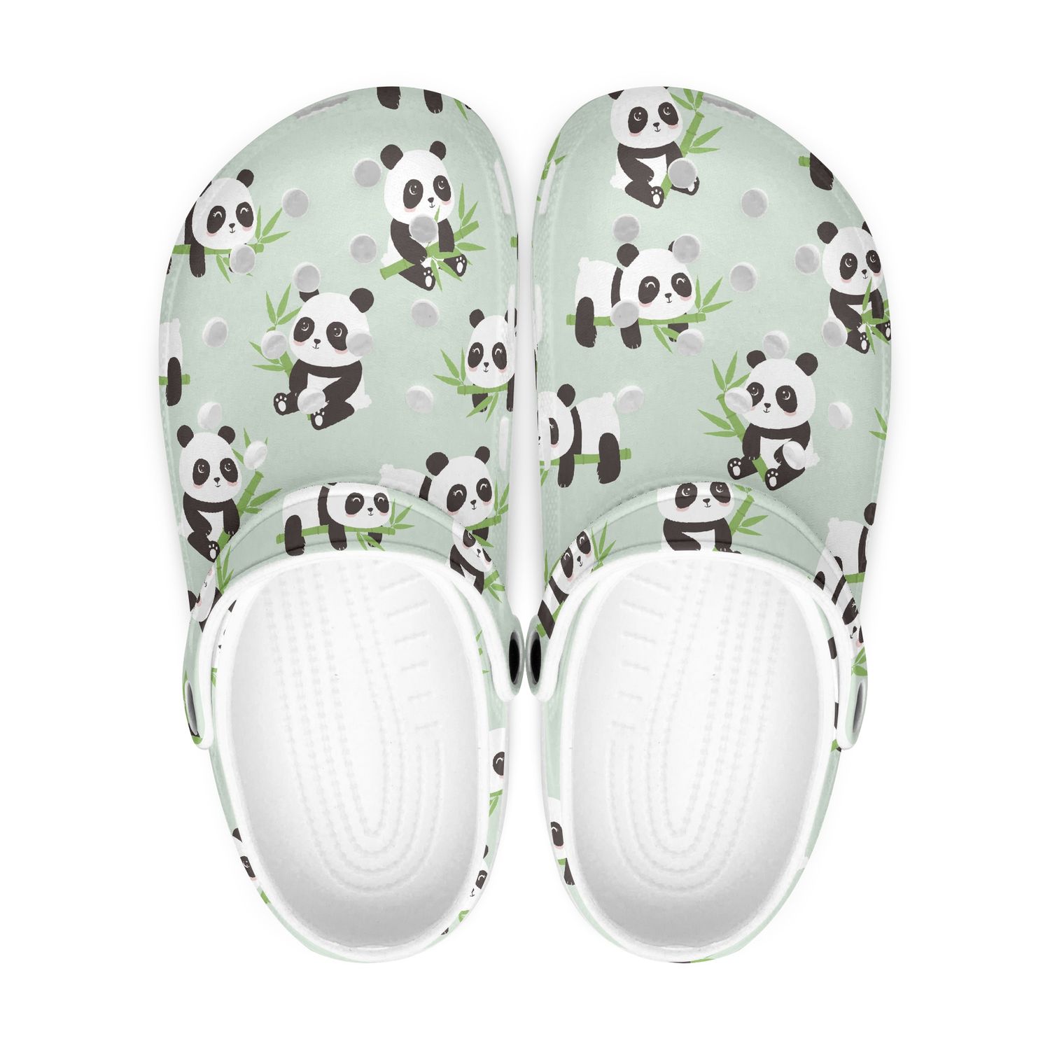 Cute Light Green Clogs - Cartoon Panda
