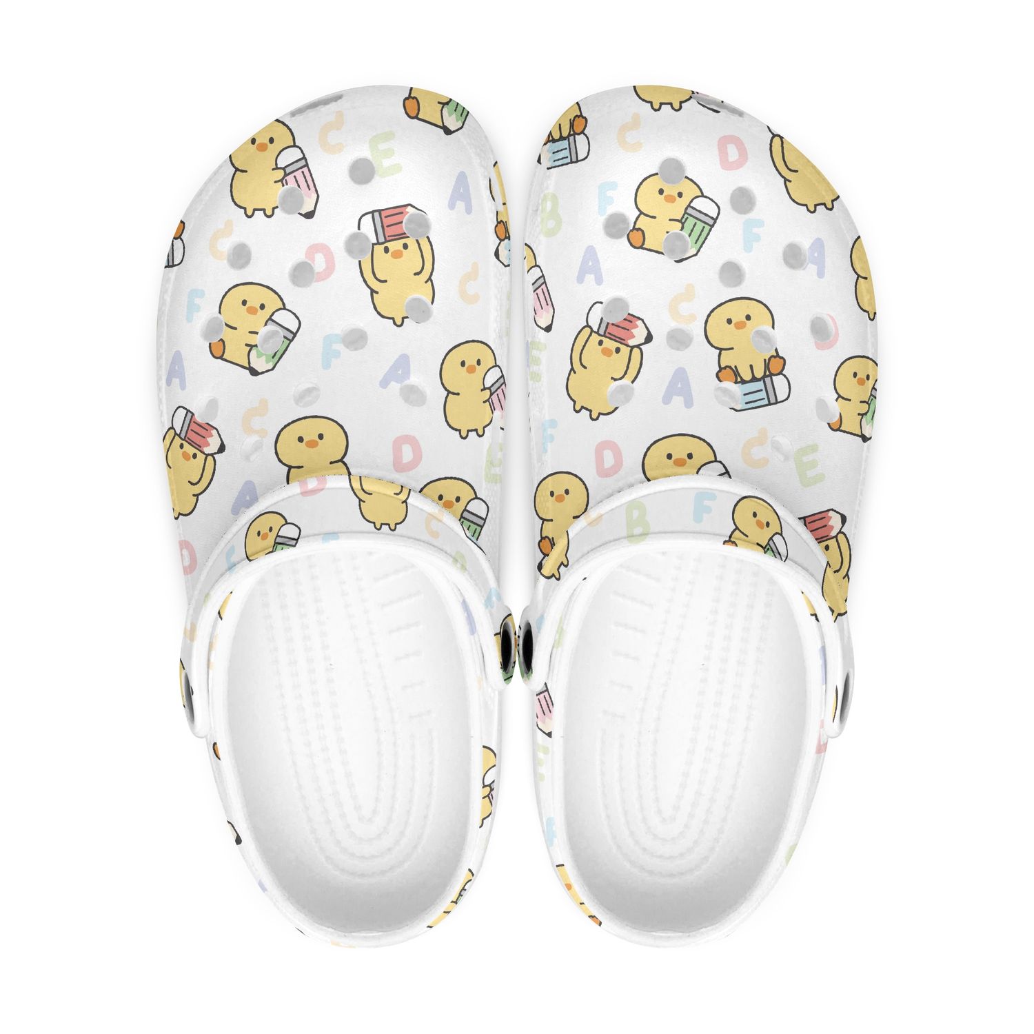 Funny White Clogs - ABC Cartoon Ducks