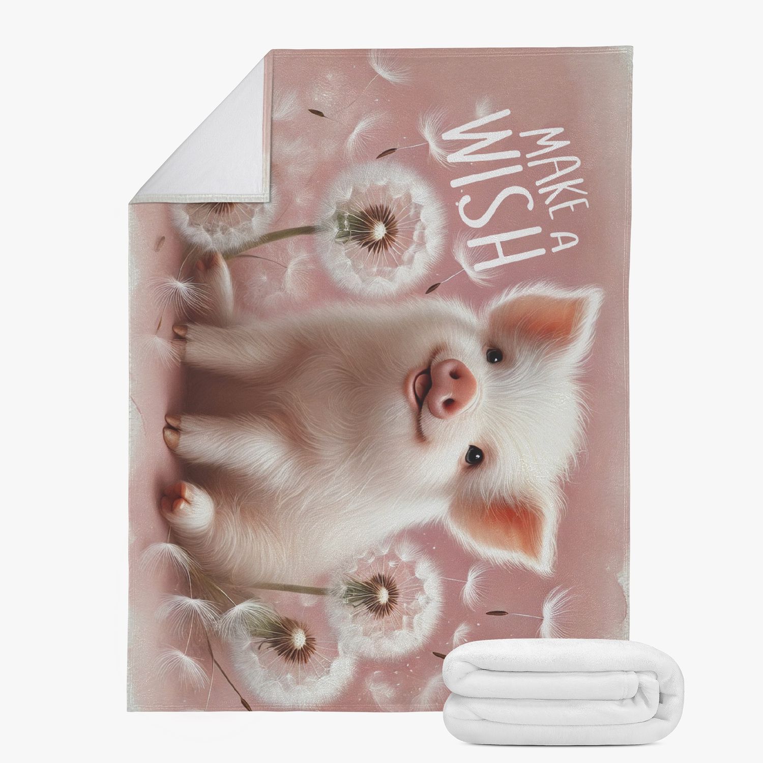 Sweet pink cuddly blanket with a pig motif