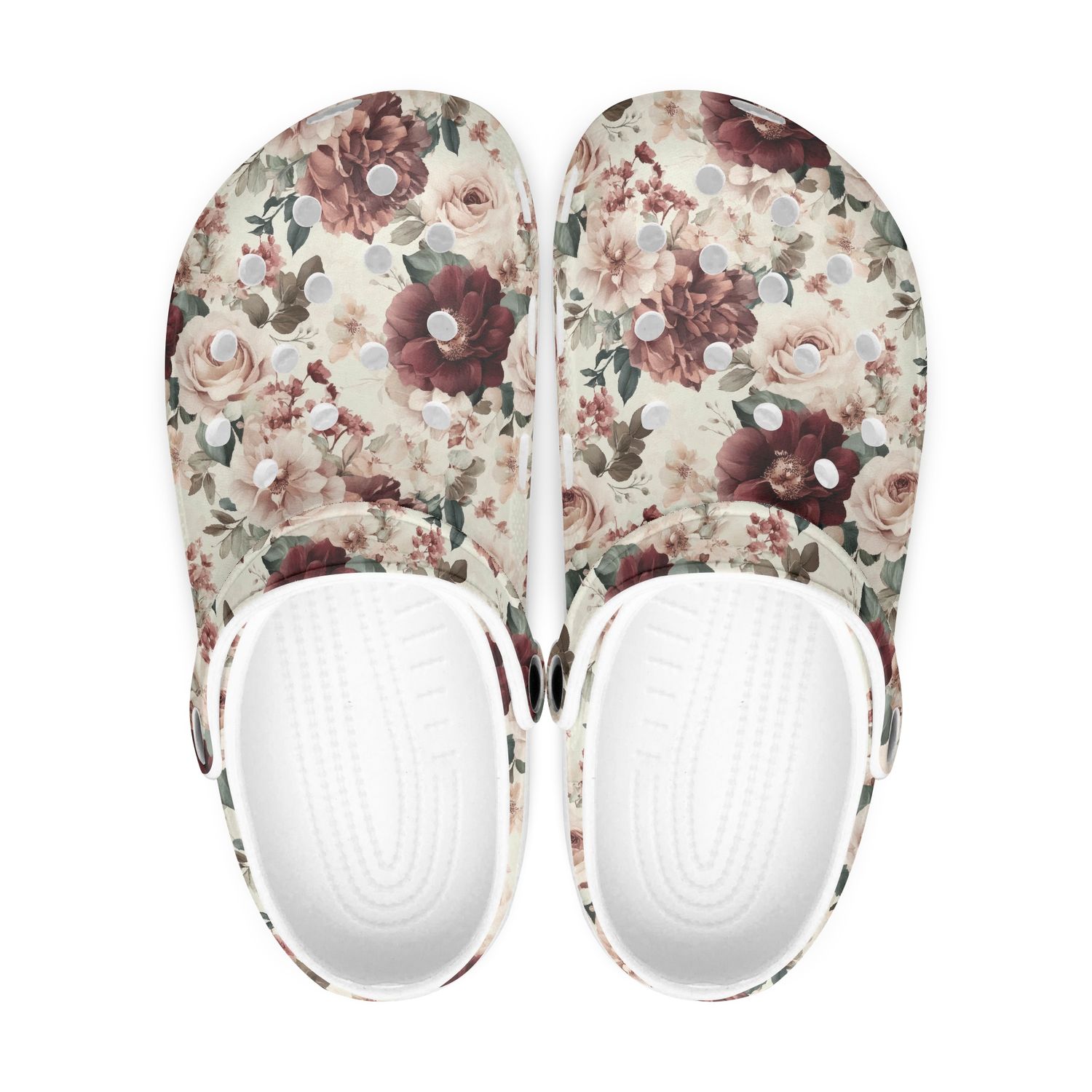 Floral vintage style clogs - floral pattern