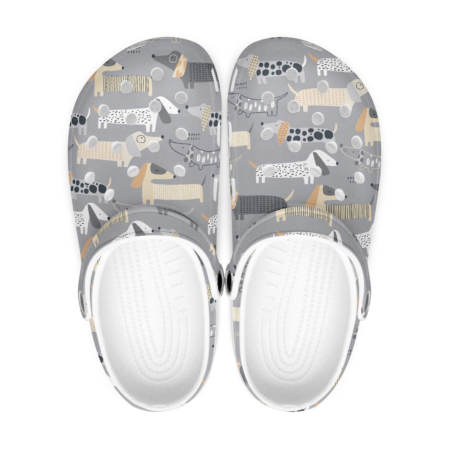 Cute Gray Dog Clogs - Dachshund