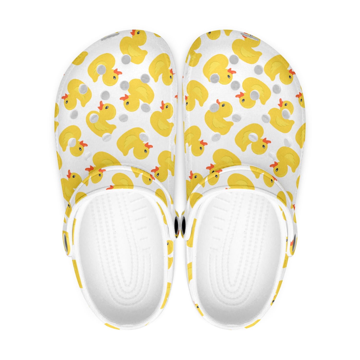 Funny White Clogs - Yellow Rubber Ducks