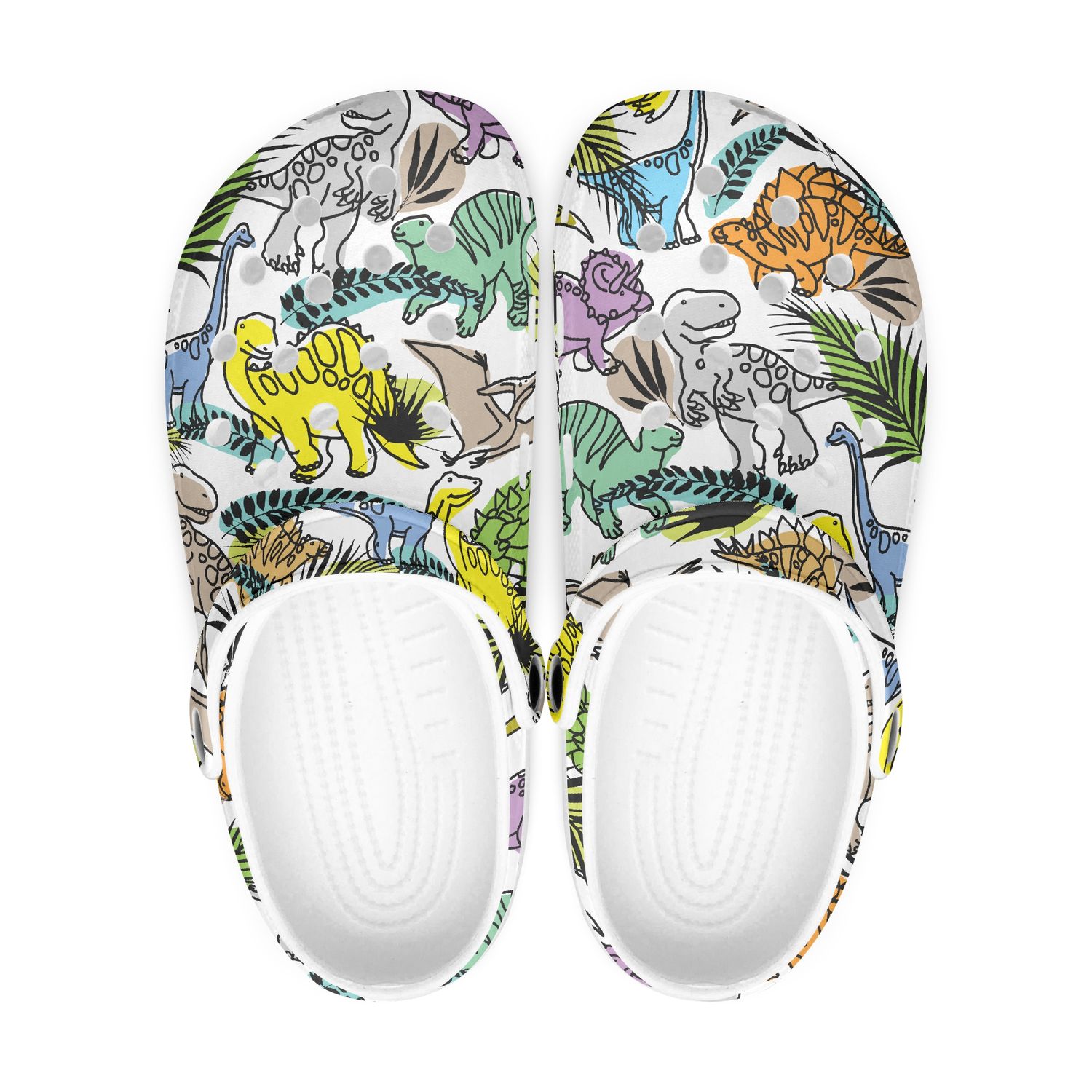 White cartoon dinosaur clogs