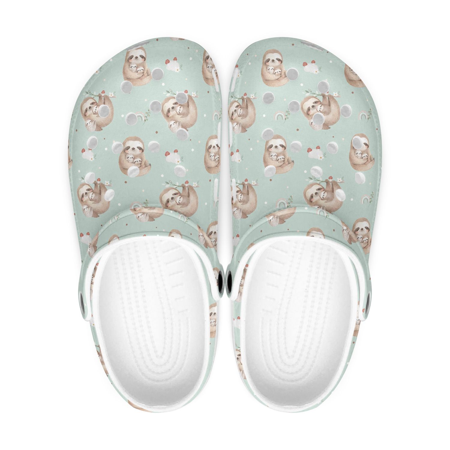 Cute mint green sloth clogs