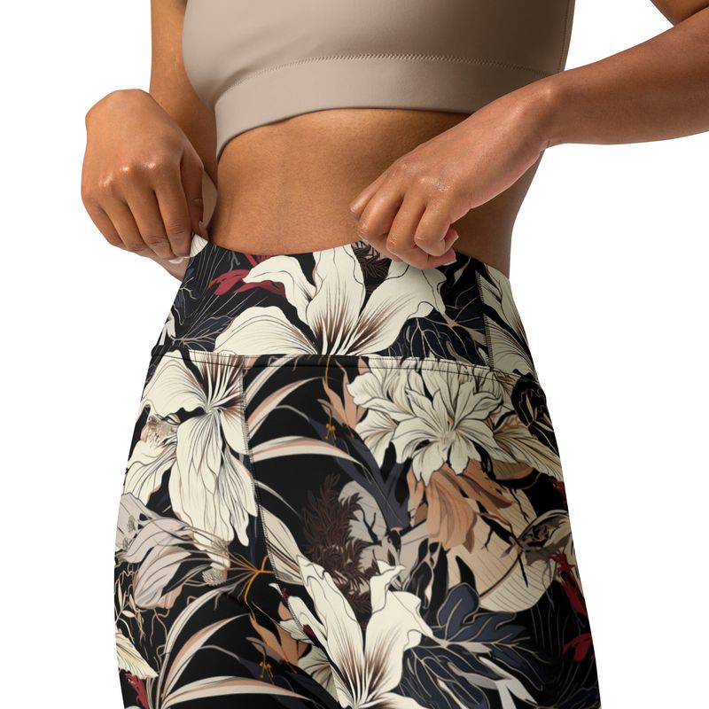 Floral flower high-waist leggings