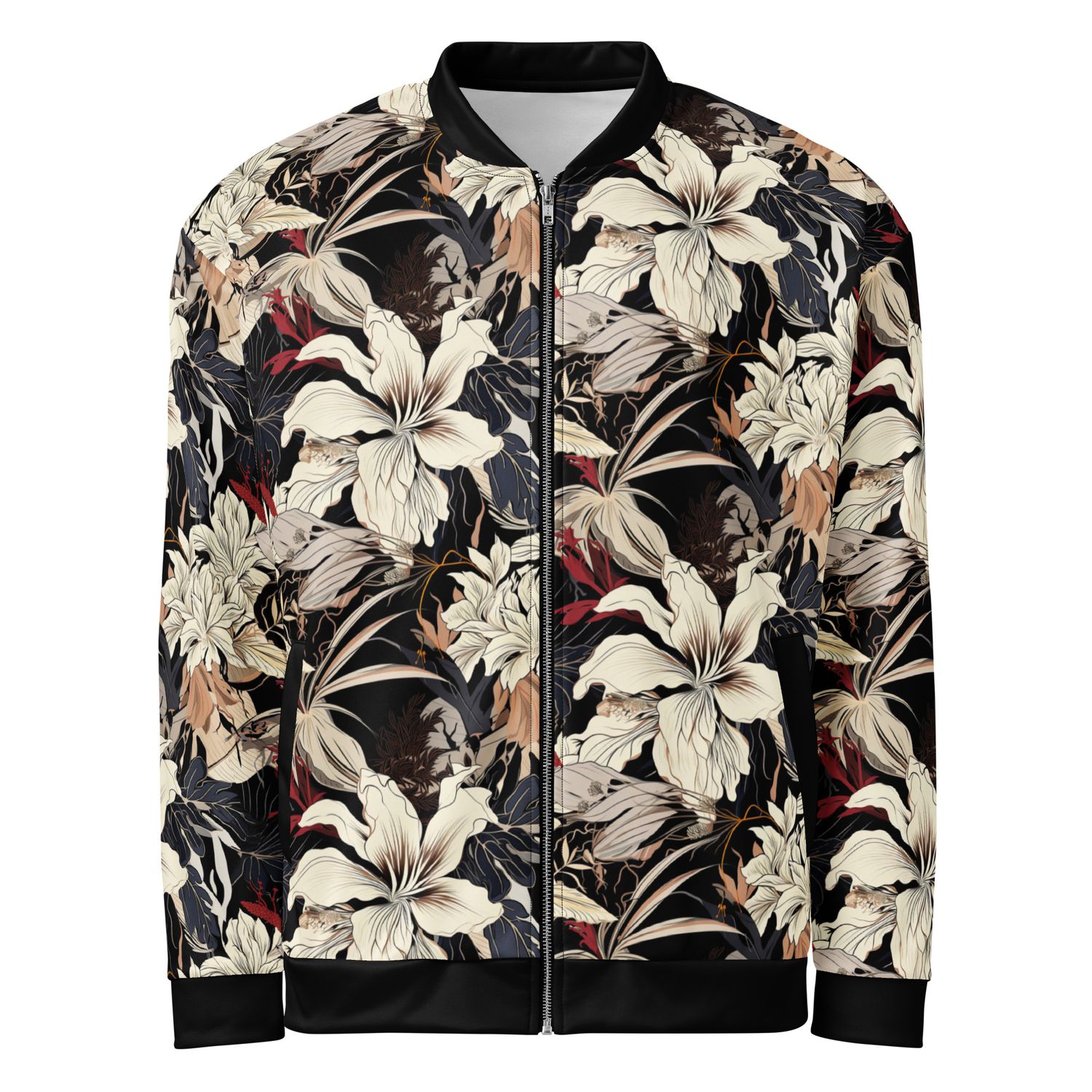 Lightweight floral flower bomber jacket