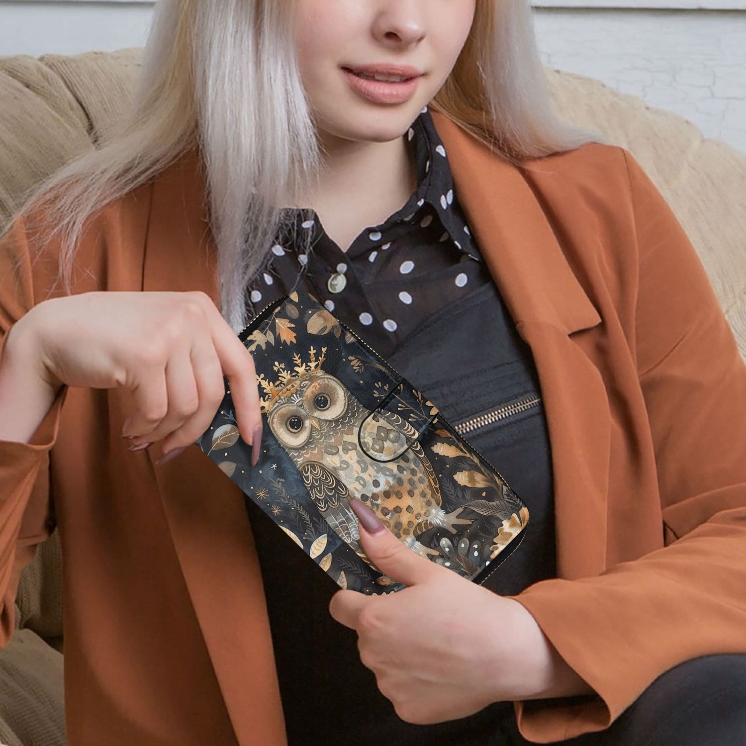 Large wallet - owl with crown