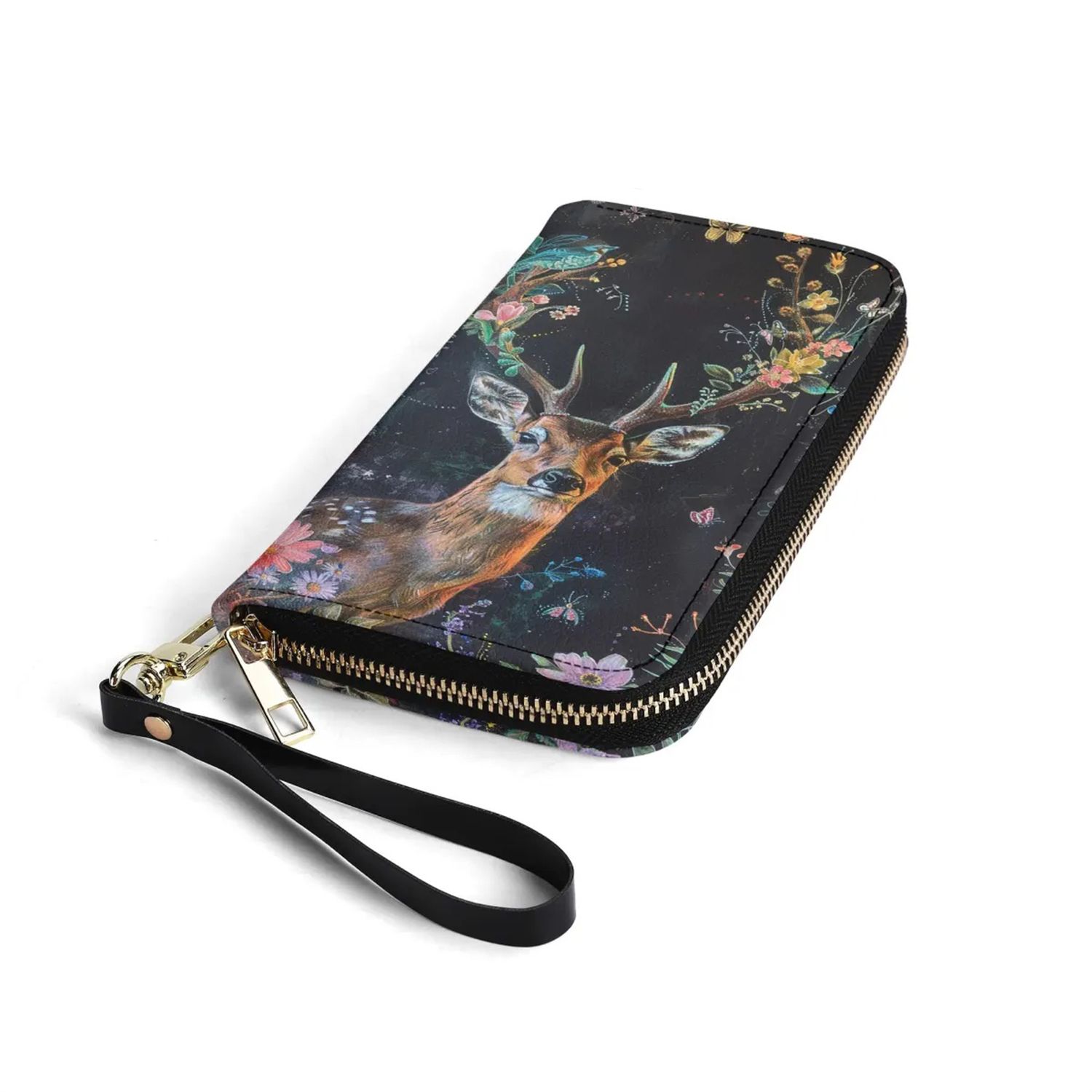 Wallet with leather strap - deer