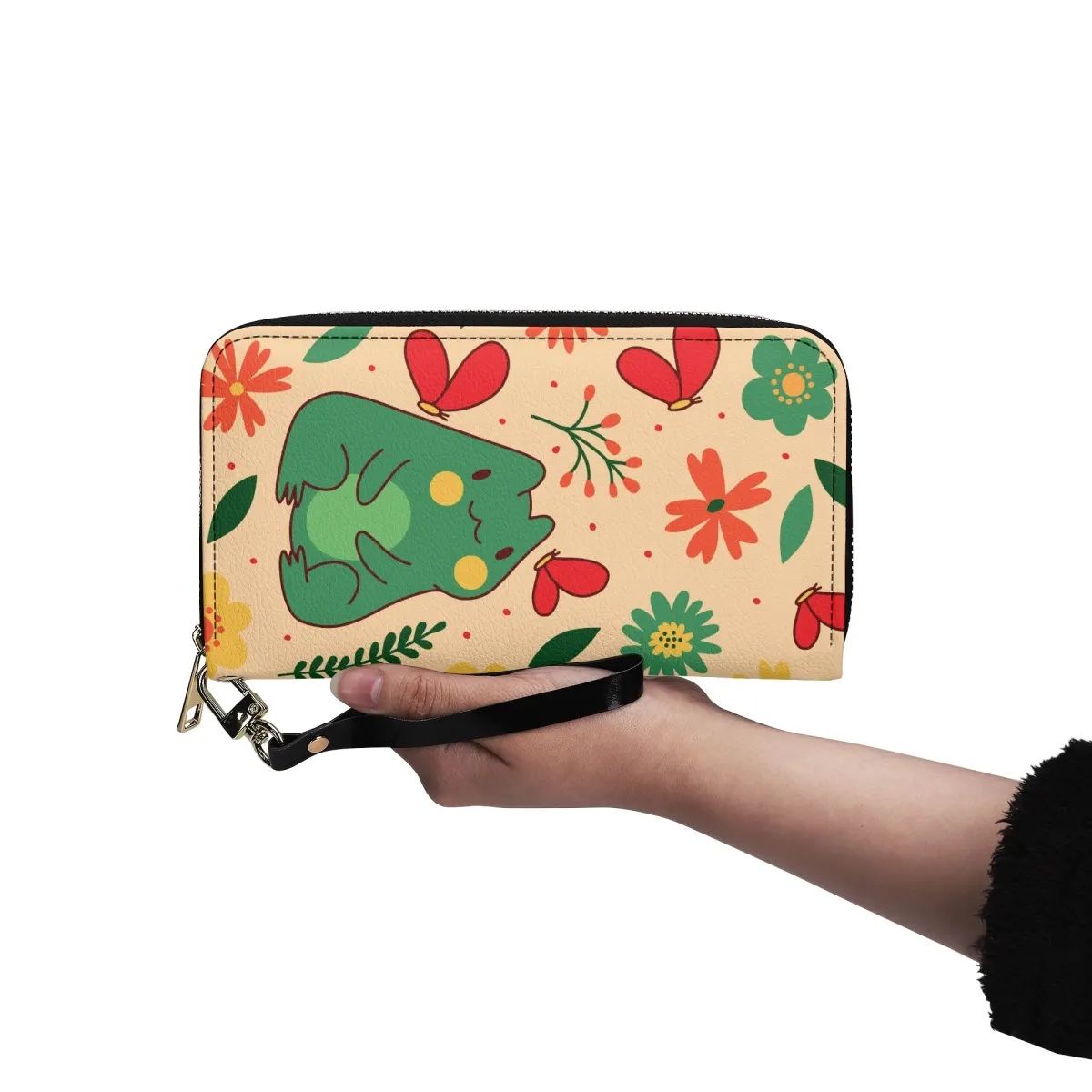 Wallet with leather strap - Cute frog