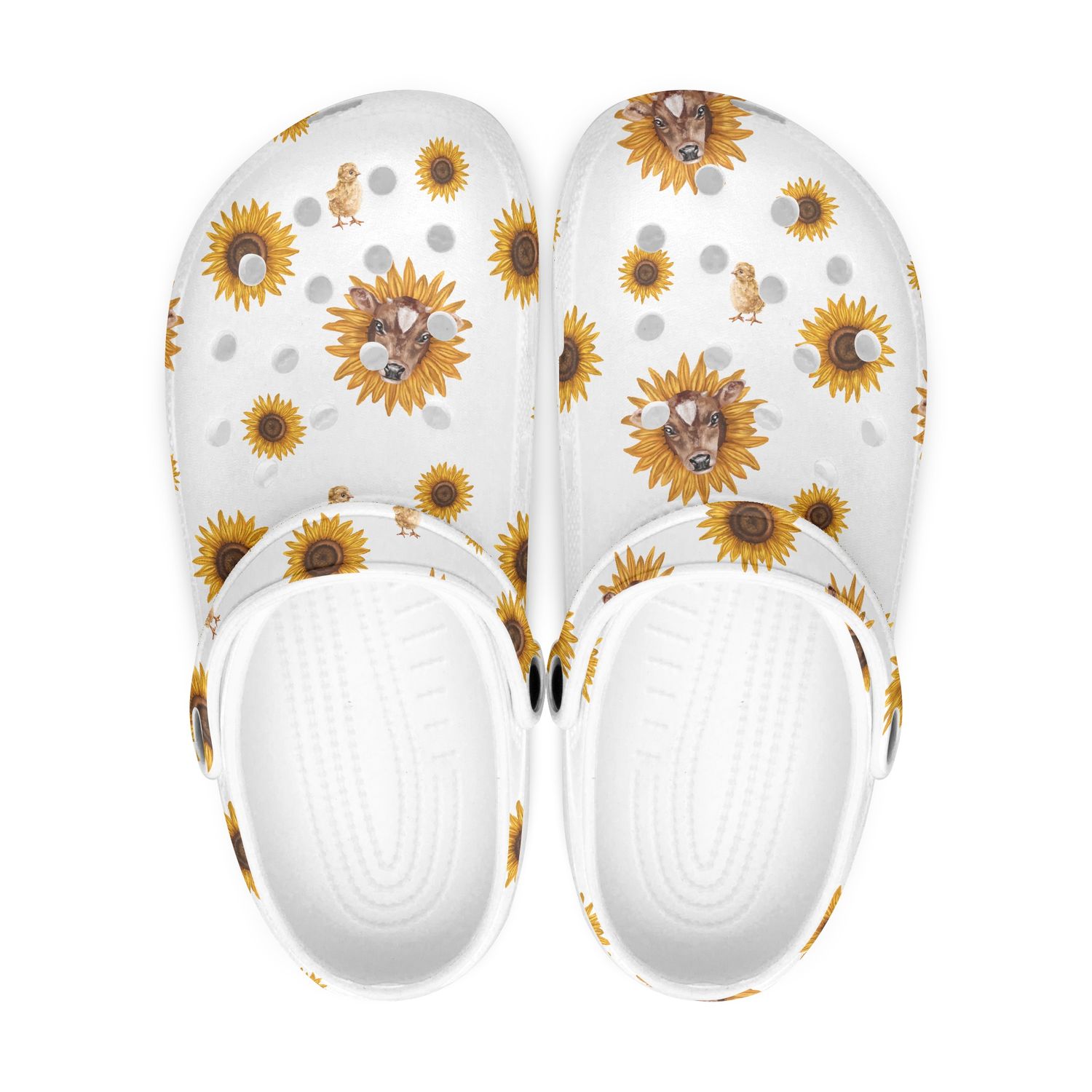 Funny cow - sunflower clogs