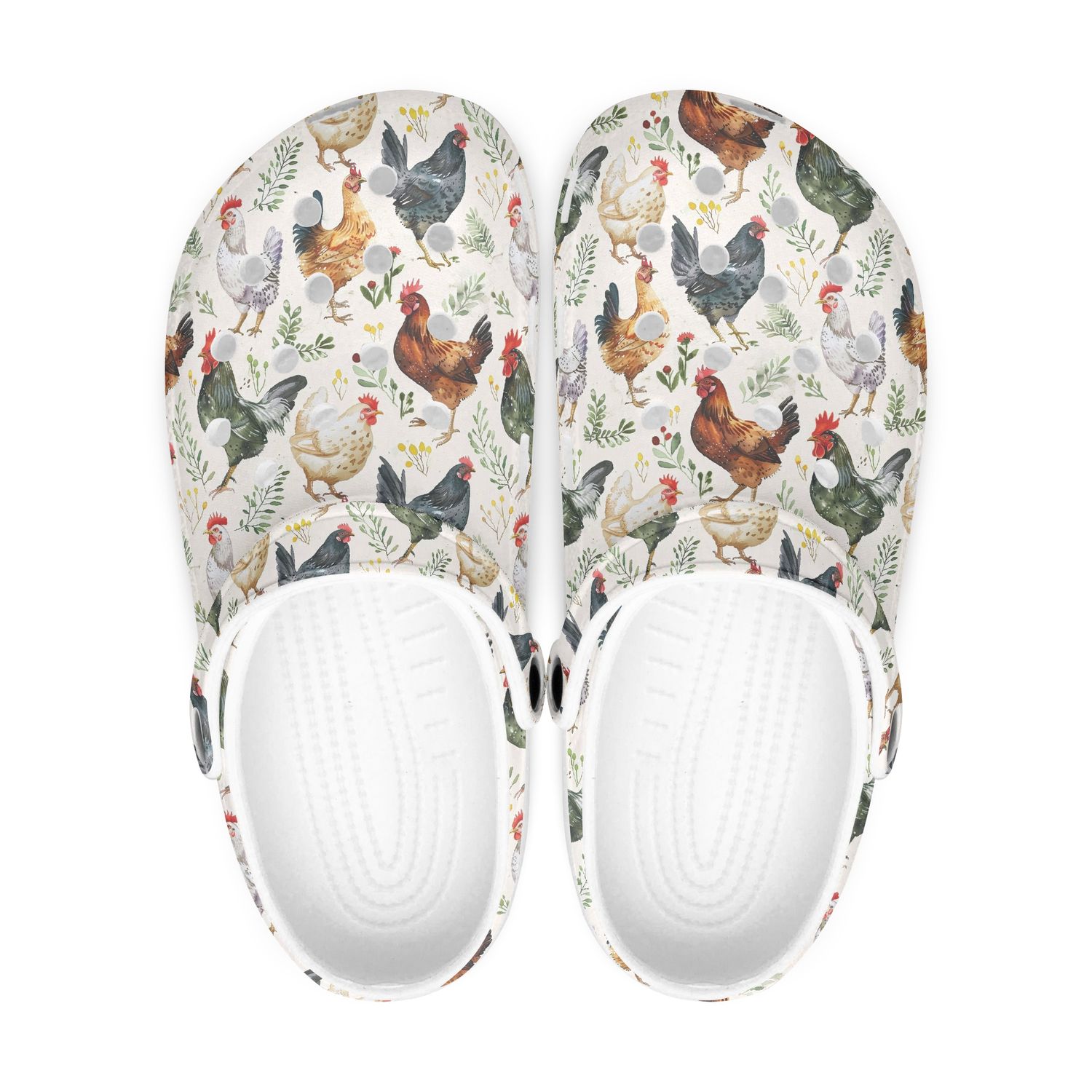 Floral chicken clogs