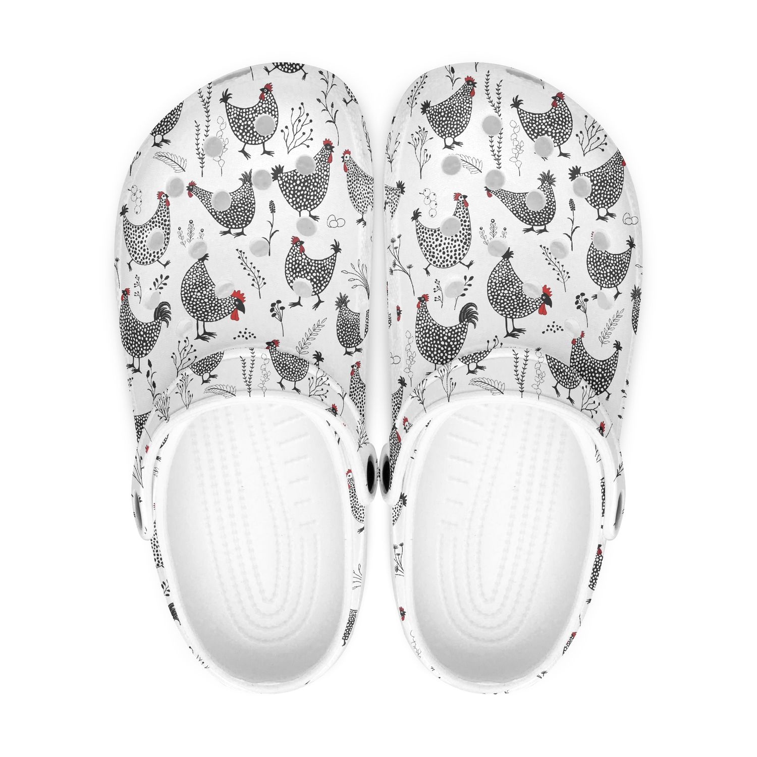 Funny white chicken clogs