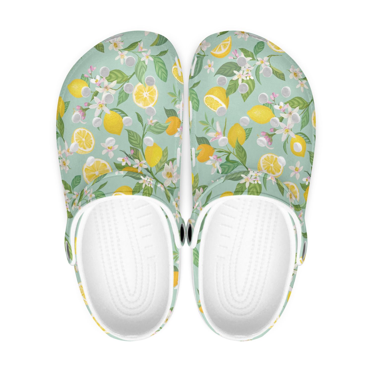 Mint green lemon clogs