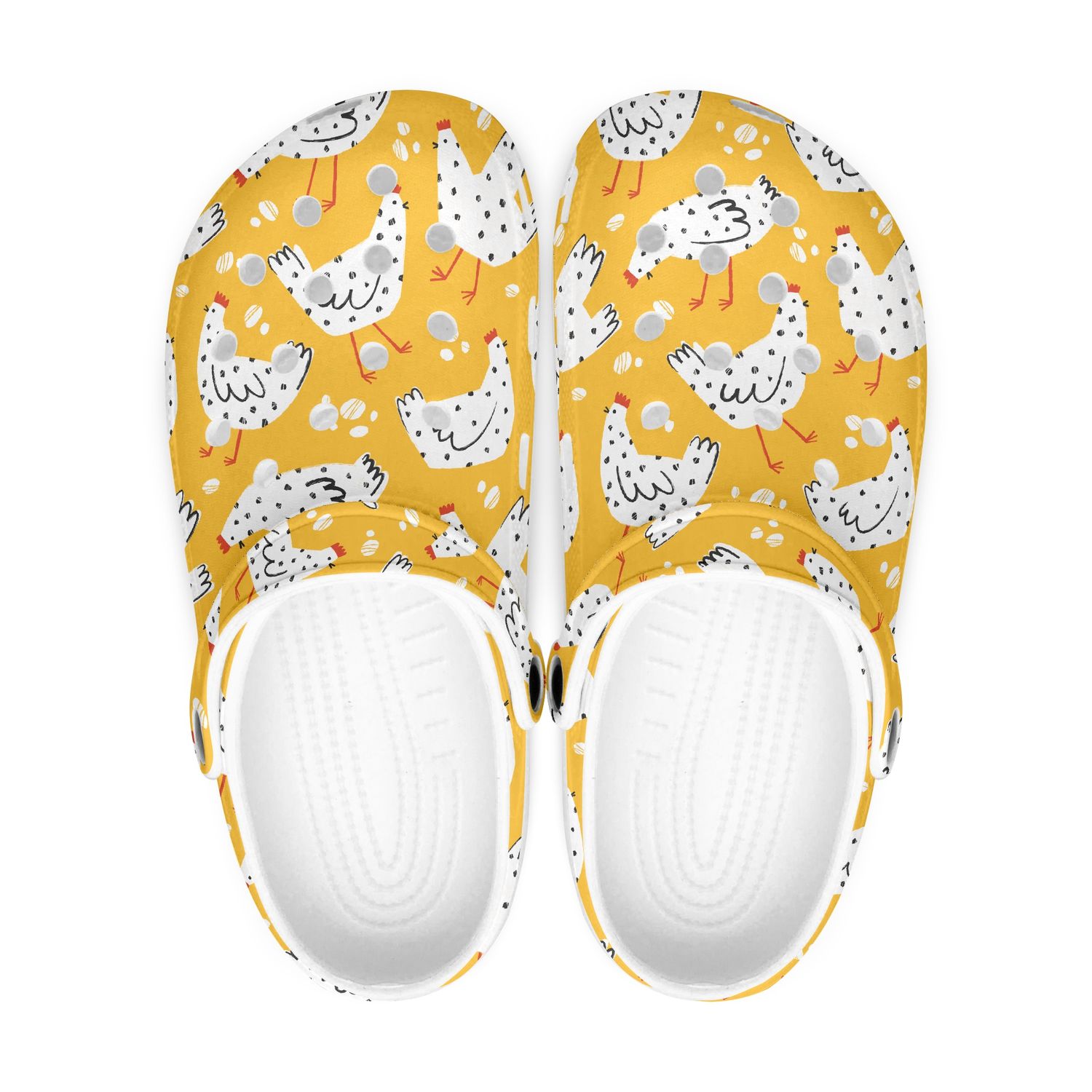 Funny yellow chicken clogs