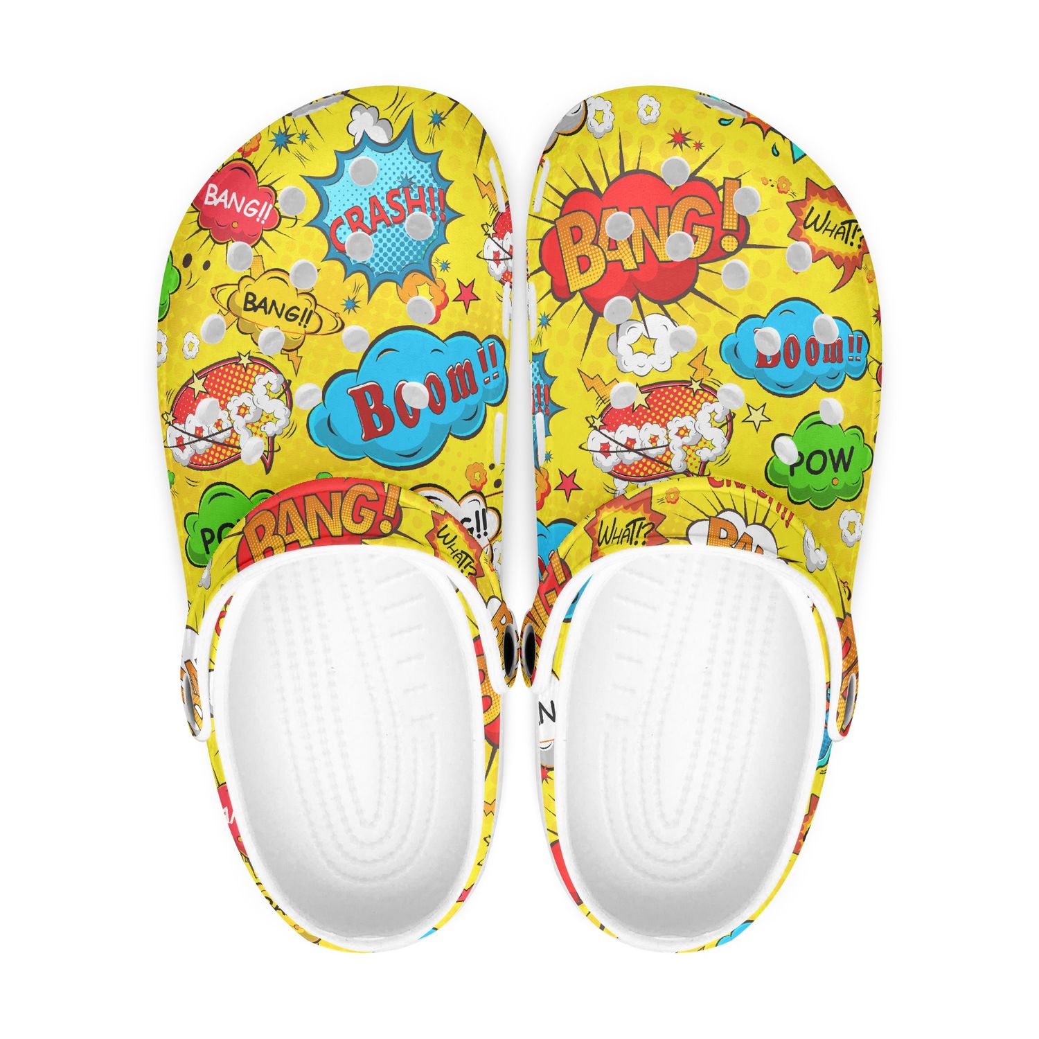 Yellow comic clogs