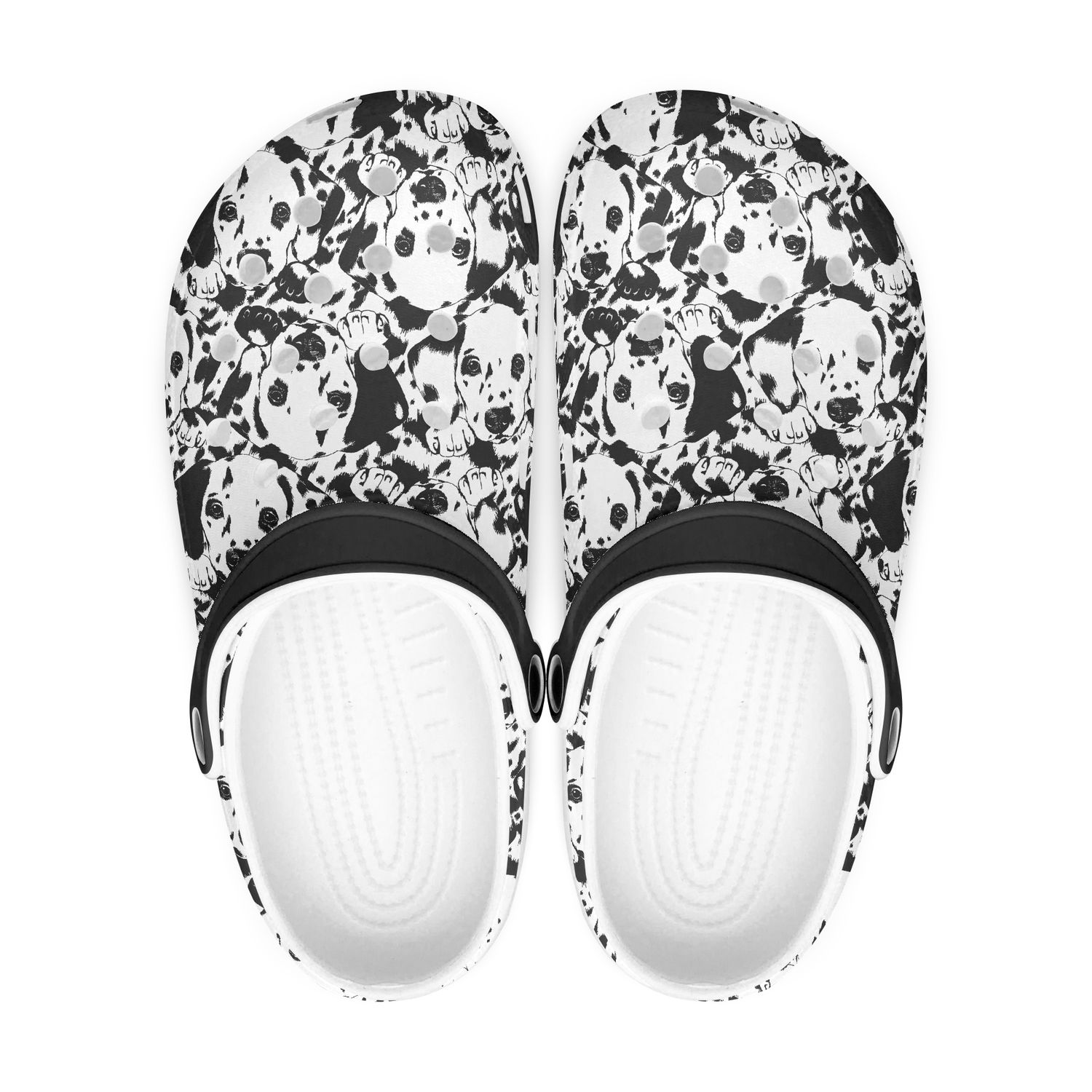 Black - White Dalmatian Dog Clogs