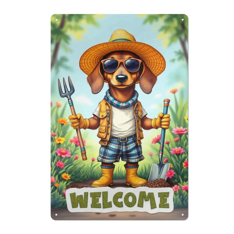 Tin sign &quot;Welcome&quot; Dachshund