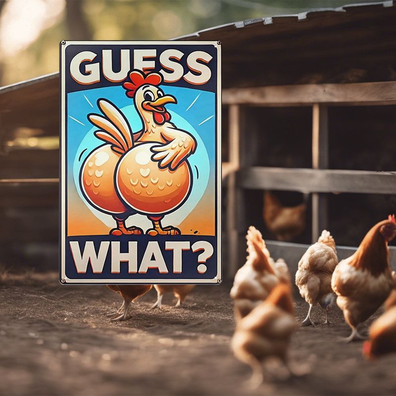 Tin sign &quot;Guess What?&quot; Chicken