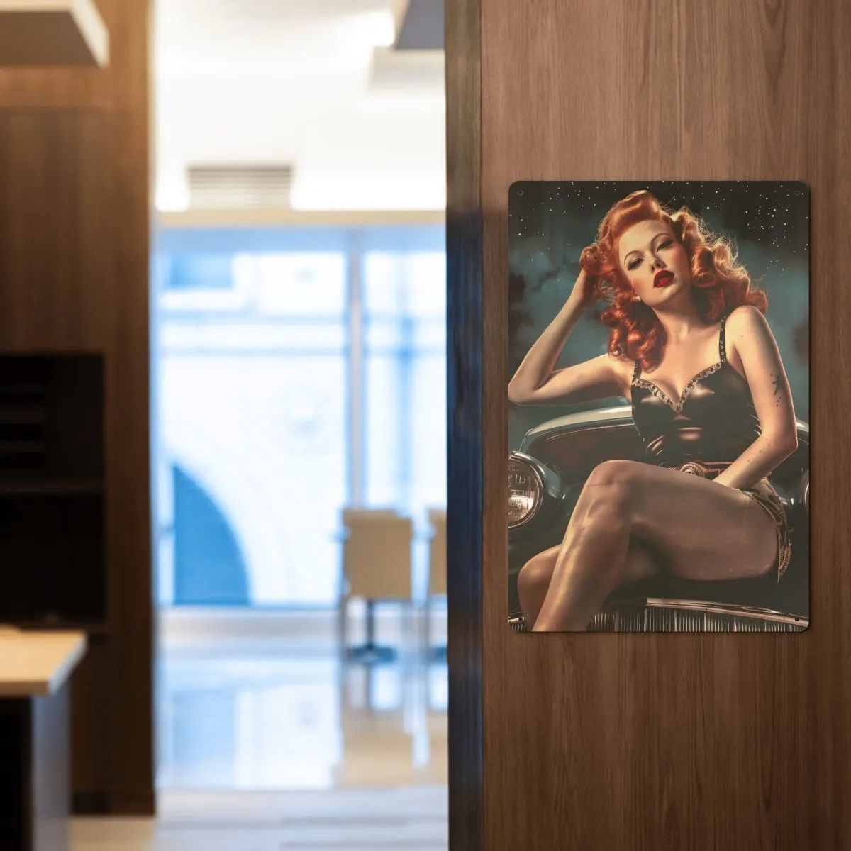 Tin sign Retro Car - PinUp Girl