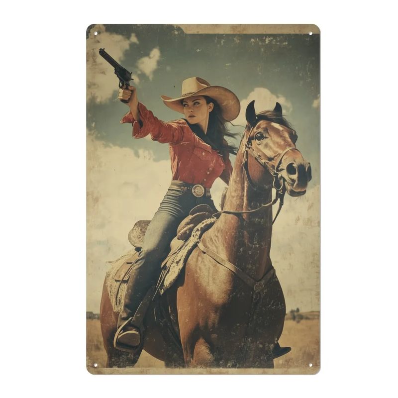 Western Cowgirl Tin Sign