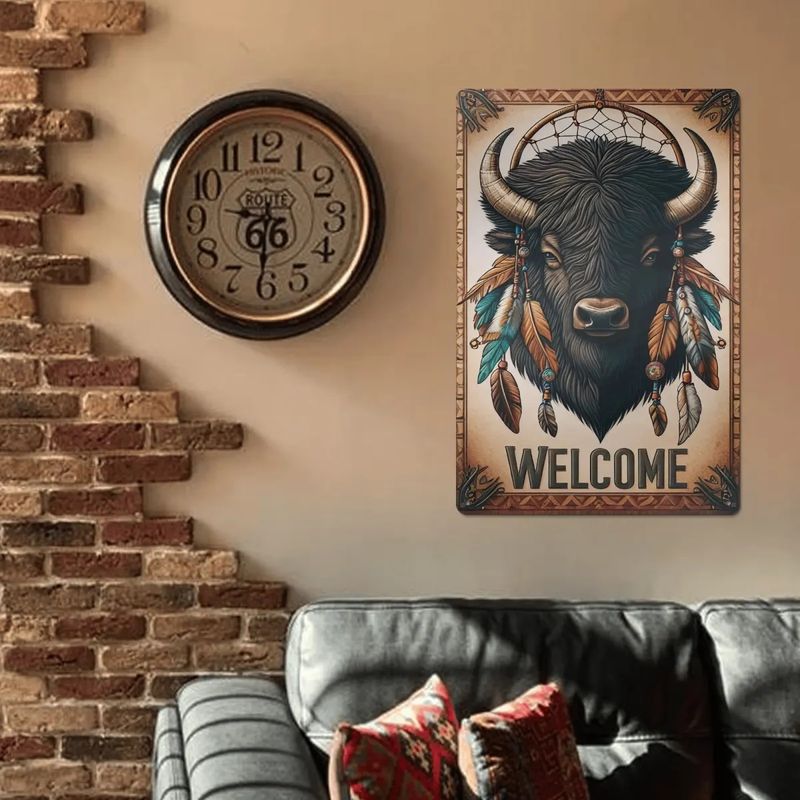 Tin sign &quot;Welcome&quot; Western Buffalo