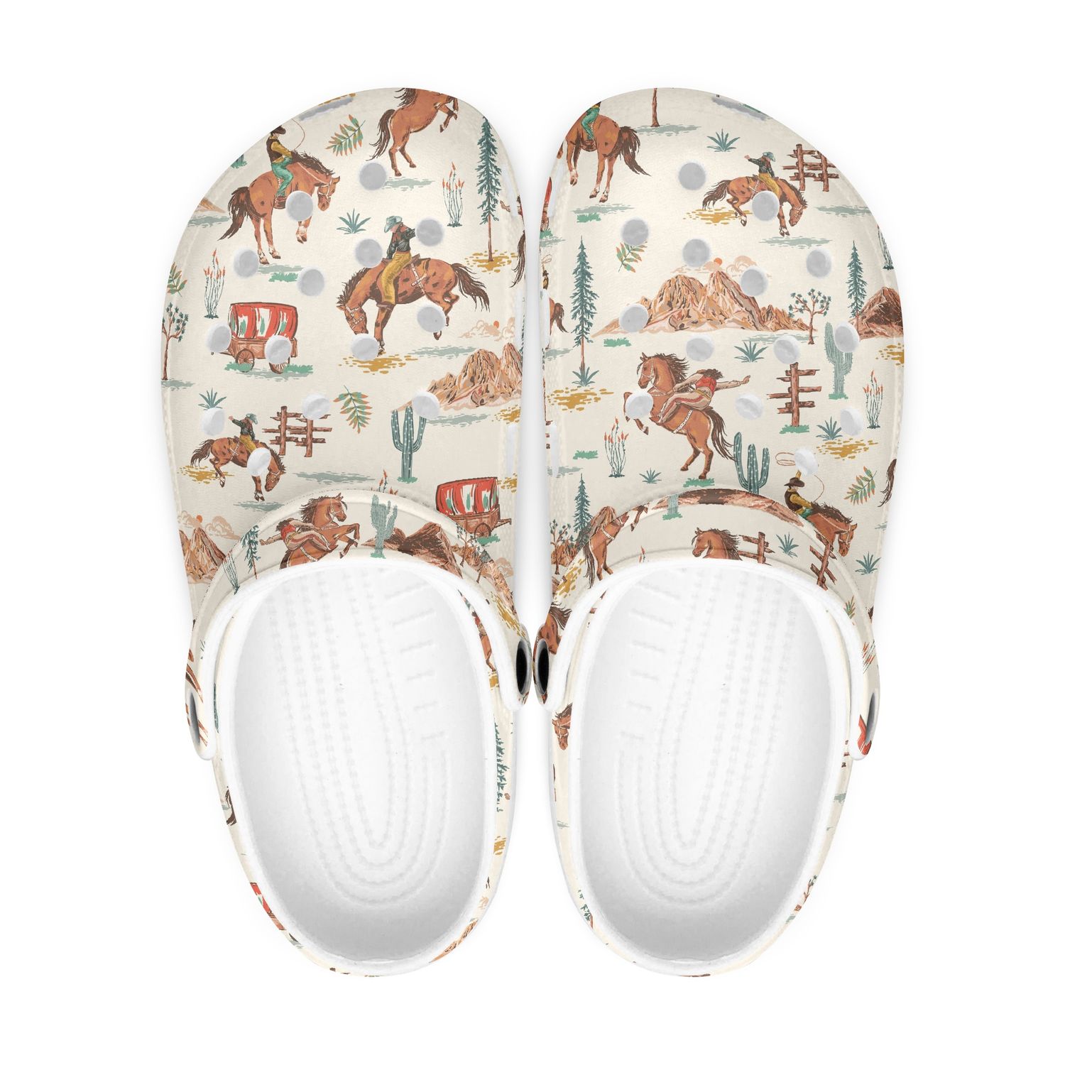 Beige Western Cowboy Clogs