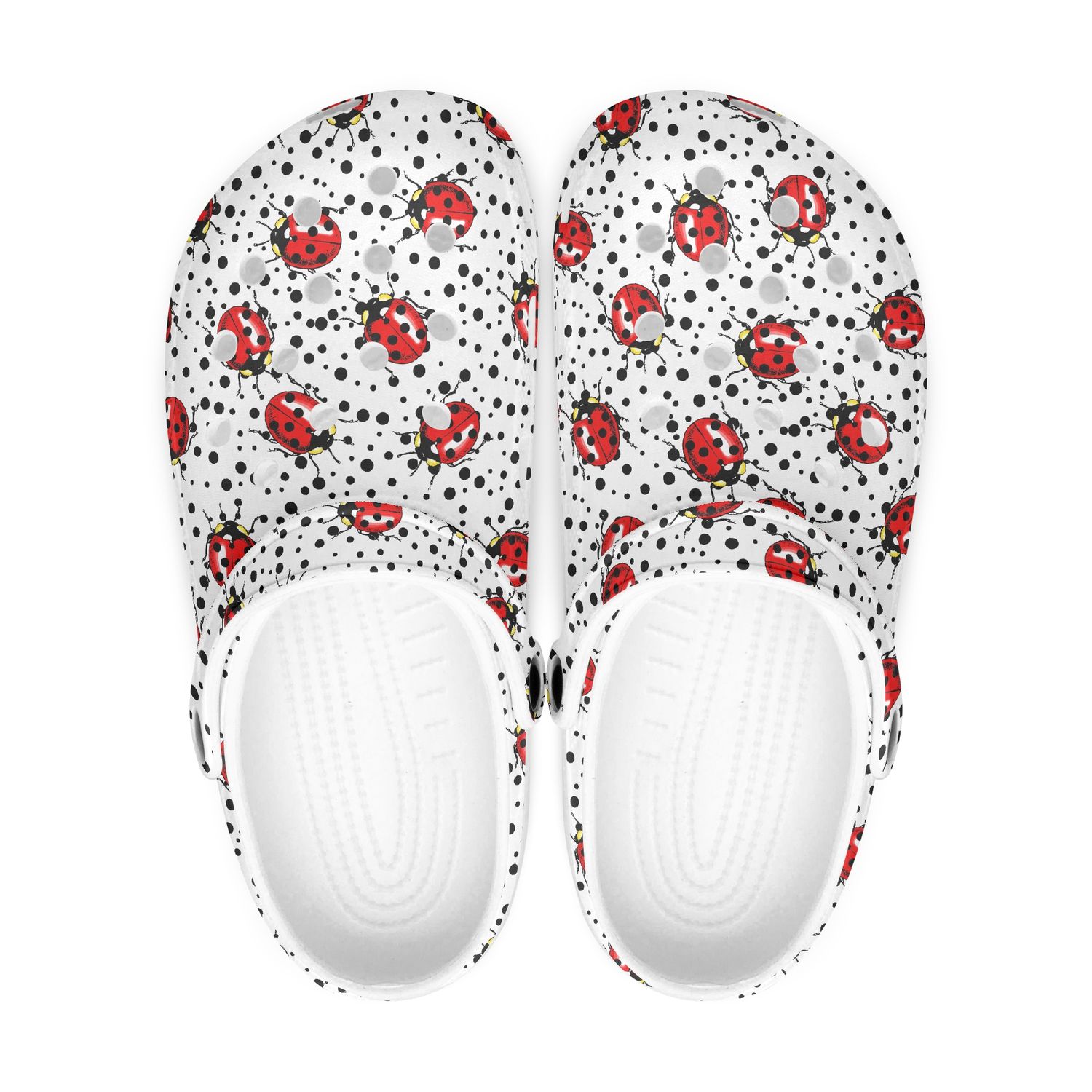 White Ladybug Clogs