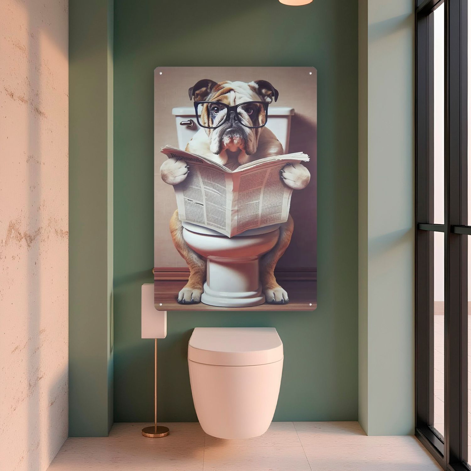 Tin Sign Toilet English Bulldog